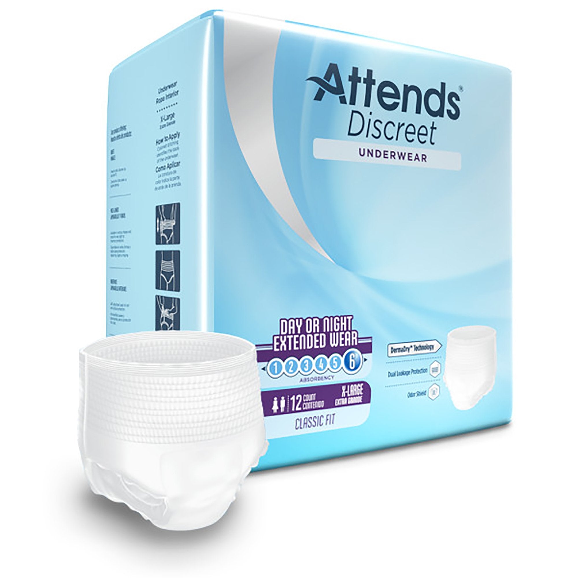 Attends Extended Disposable Overnight Wear Briefs, Heavy Absorbency